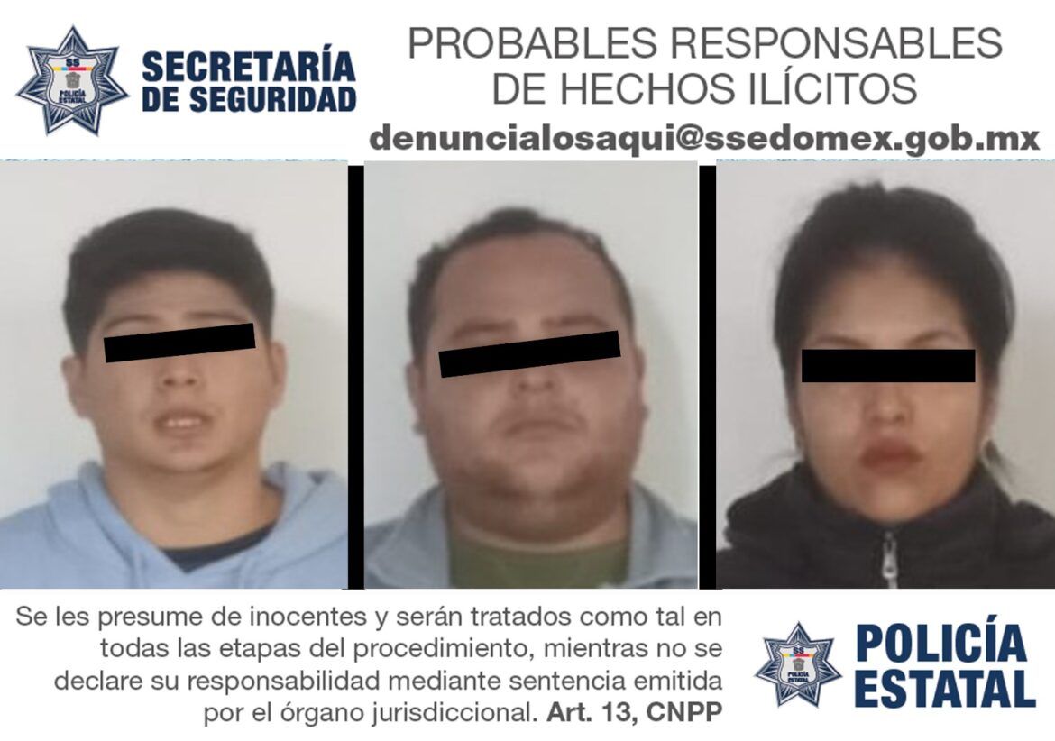 En flagrancia, detiene Secretaría de Seguridad a tres personas por su posible participación en el delito de robo a negocio