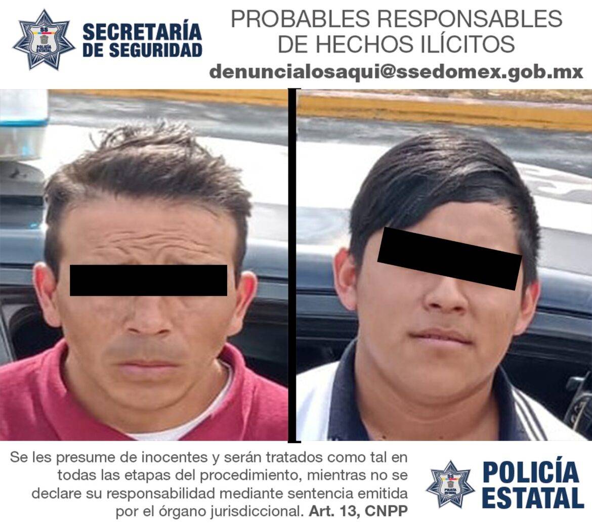 Un llamado de auxilio permitió a elementos de la SS detener a dos sujetos probablemente involucrados en el delito de robo con violencia