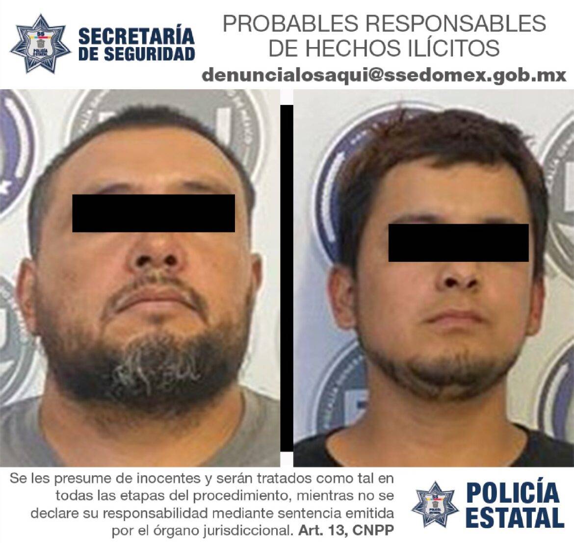 Secretaría de Seguridad y FGJEM detienen a dos hombres en posesión de un vehículo robado y resguardan predio aparentemente utilizado para desvalijar automotores