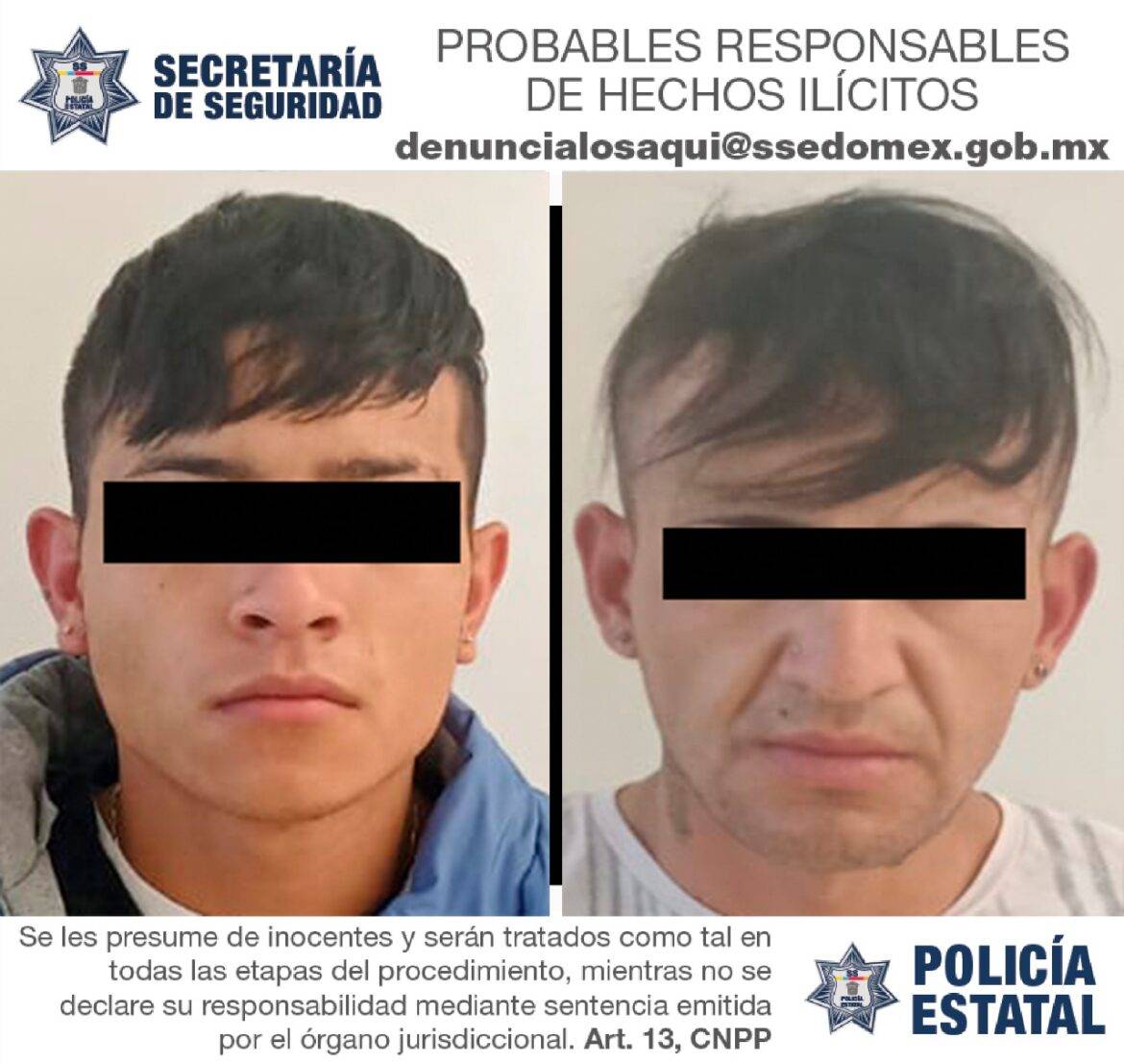 Detiene Secretaría de Seguridad a dos posibles responsables en los delitos de narcomenudeo, portación, tráfico y acopio de armas prohibidas