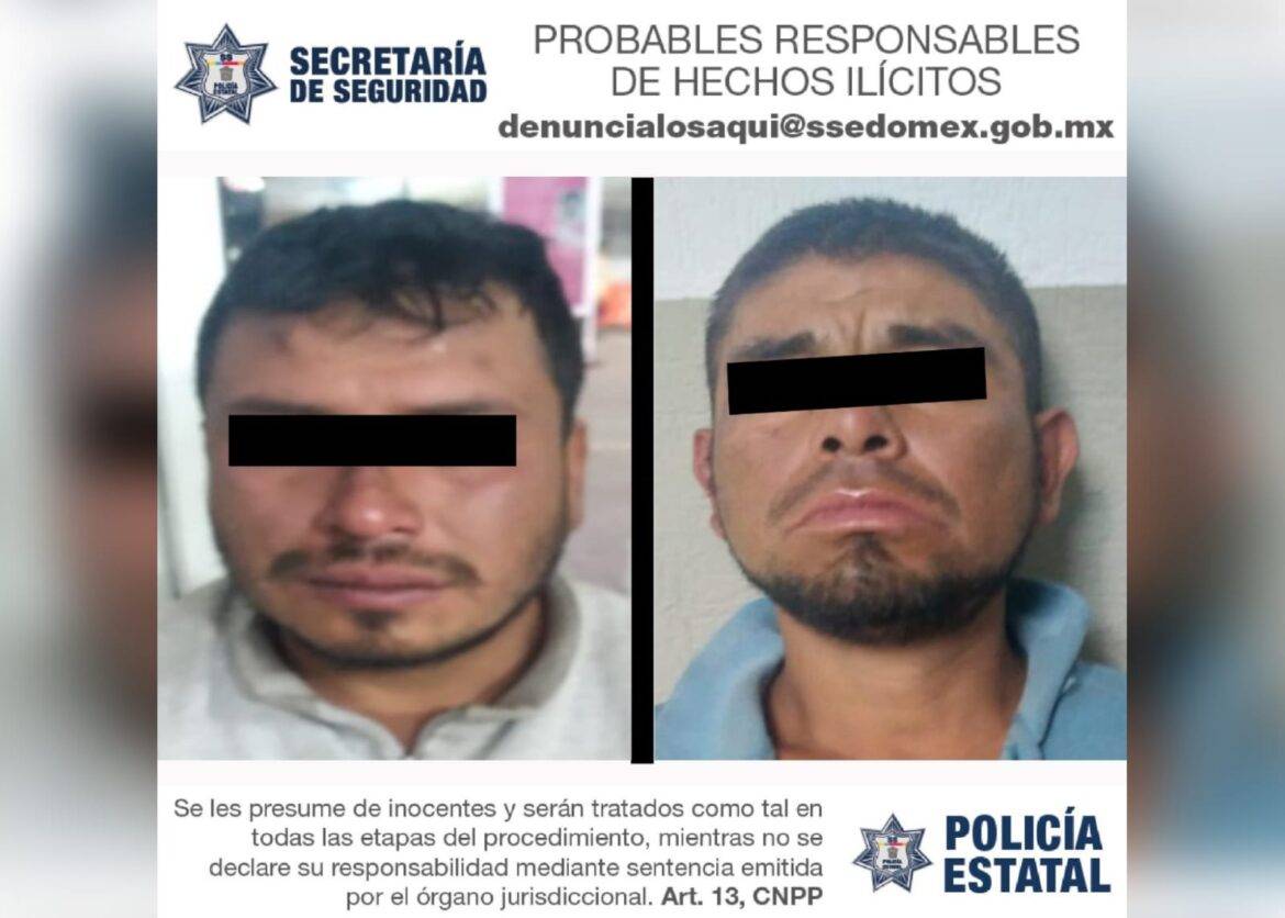 Secretaría de Seguridad detiene a dos sujetos por su probable participación en el delito de robo con violencia a negocio