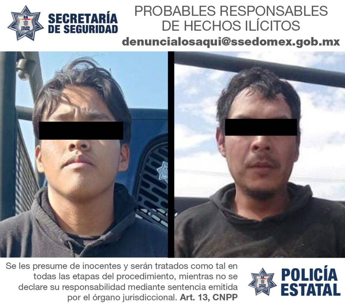 Detiene Secretaría de Seguridad a dos hombres posiblemente implicados en el delito de robo con violencia a transeúnte