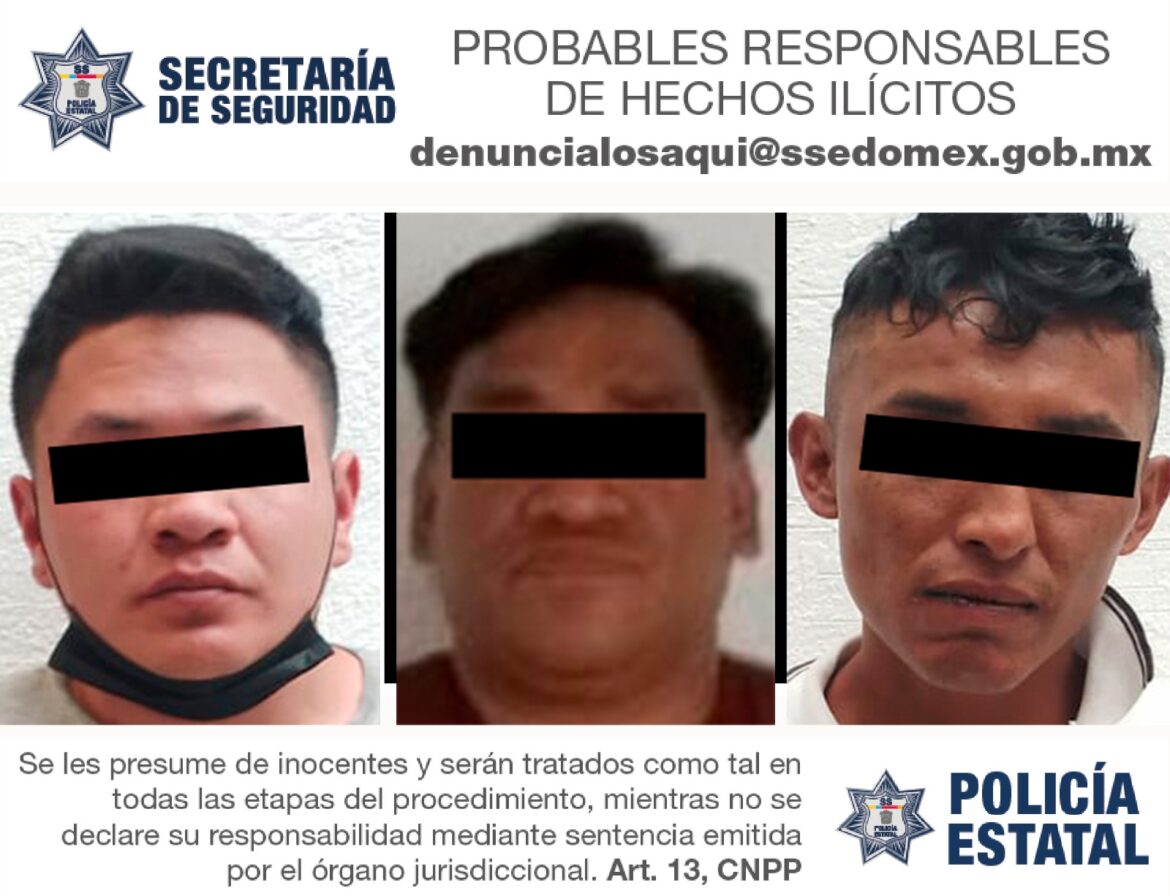 En acciones distintas, elementos de la Secretaría de Seguridad detienen a tres hombres aparentemente implicados en el delito de robo con violencia