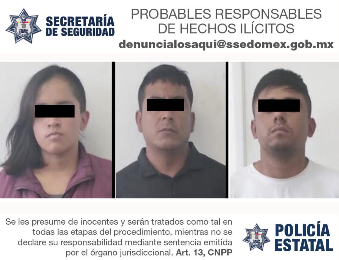 Secretaría de Seguridad y FGJEM detienen a tres personas posiblemente implicadas en la comisión del delito de privación ilegal de la libertad