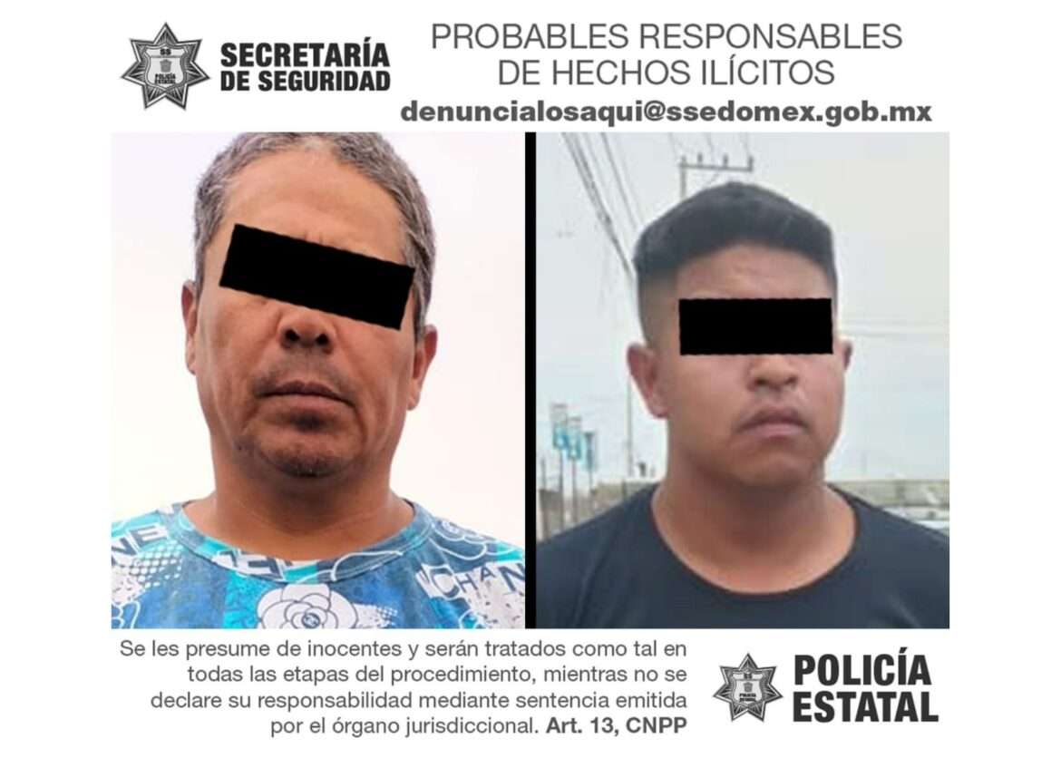 Llamado de auxilio permite a policías estatales detener a dos sujetos probablemente implicados en el delito de robo con violencia