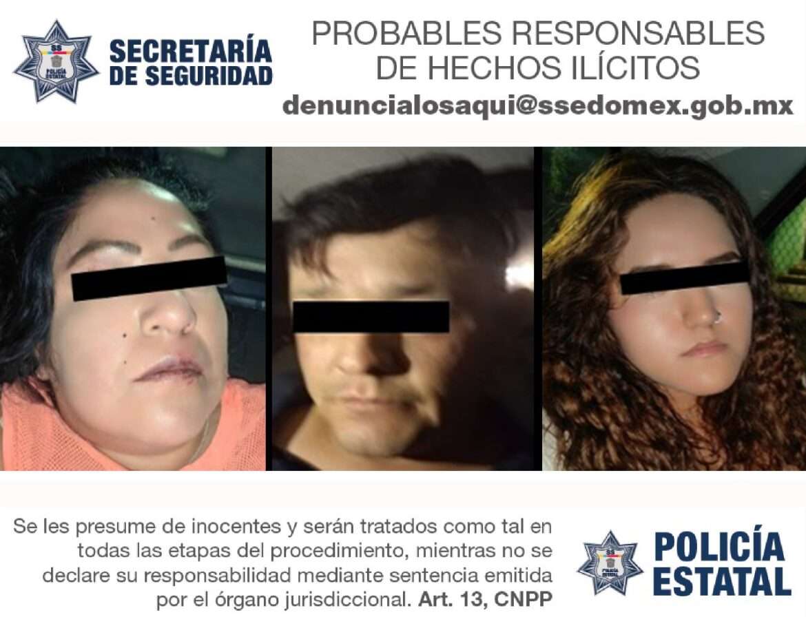 Secretaría de Seguridad del Edomex detiene a tres personas por su posible participación en el delito de extorsión