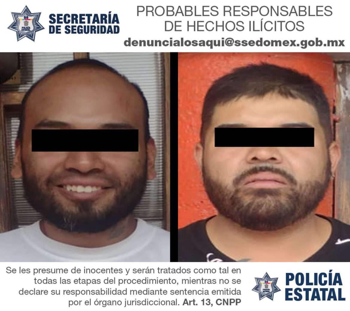 Elementos de la Secretaría de Seguridad detienen a dos hombres por su probable participación en el delito de robo con violencia a transeúnte