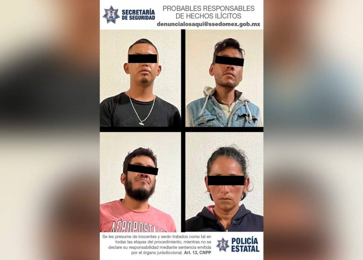 En acción coordinada Secretaría de Seguridad y policía municipal detienen a cuatro personas por su posible participación en el delito de robo de mercancía con violencia