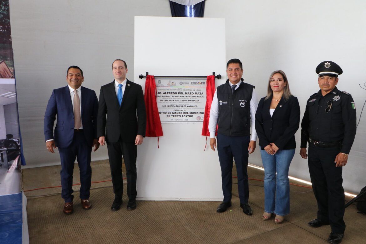 Secretaría de Seguridad y autoridades municipales inauguran centro de mando del municipio de Tepetlaoxtoc