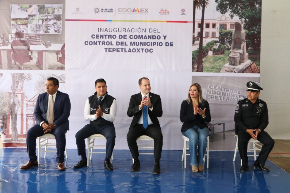 Secretaría de Seguridad y autoridades municipales inauguran centro de mando del municipio de Tepetlaoxtoc