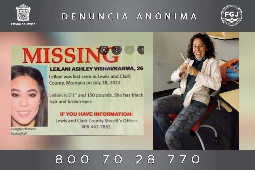 Mujer estadounidense reportada como desaparecida en su país es localizada en territorio mexiquense