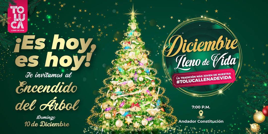 Toluca invita al encendido del árbol navideño en el andador constitución