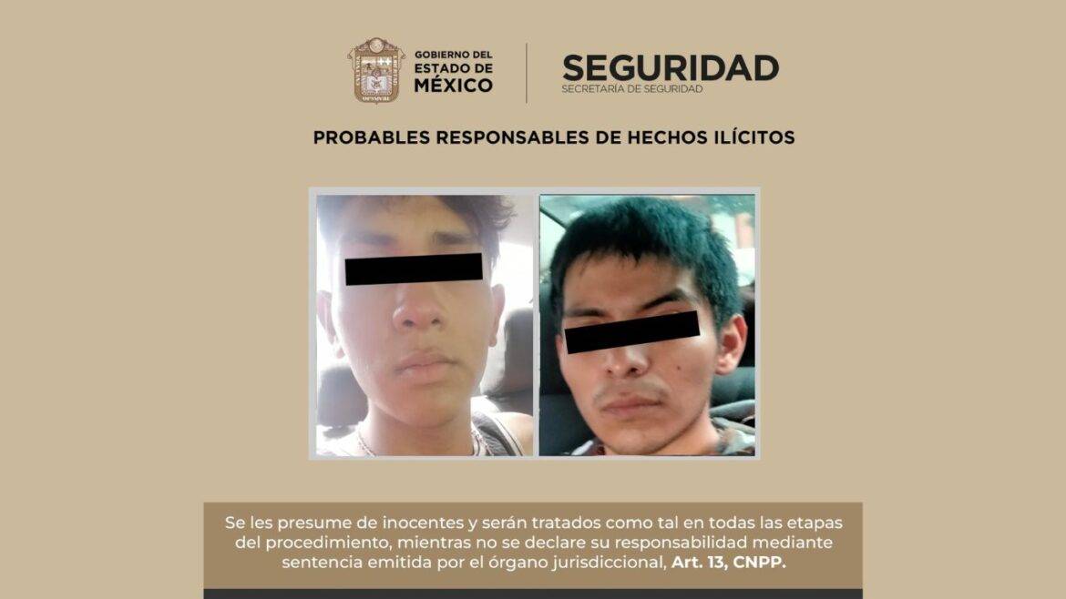 Detiene SSEdomex a dos personas probables responsables del delito de robo a comercio