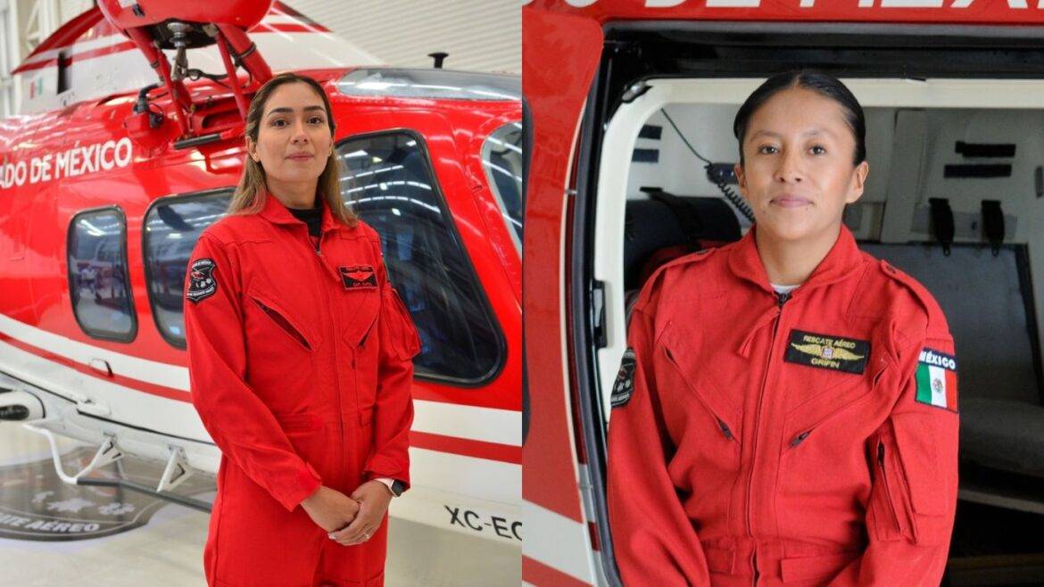 Unidad de Rescate Aéreo “Relámpagos” enriquece sus filas con dos mujeres mexiquenses: Karina Ríos y Katia Cortés