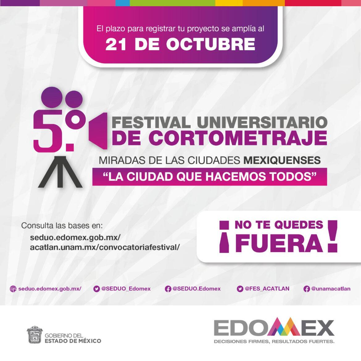 Informan que queda una semana para participar en el 5° Festival Universitario de Cortometraje “Miradas de las Ciudades Mexiquenses”