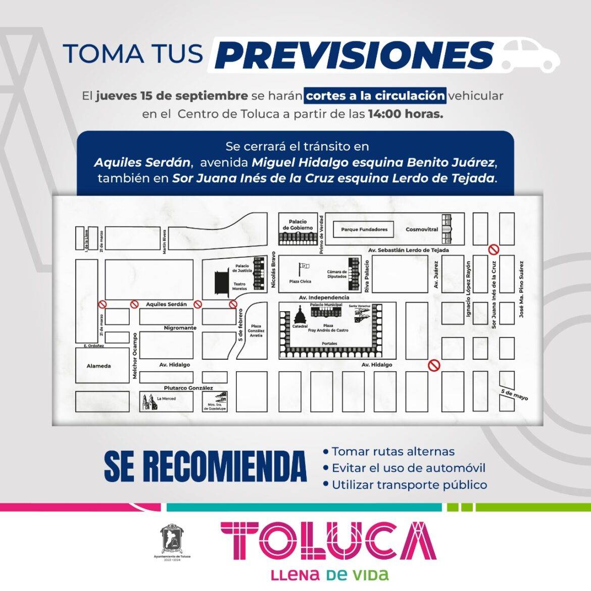 Listo el dispositivo de seguridad y vialidad para los festejos patrios en Toluca