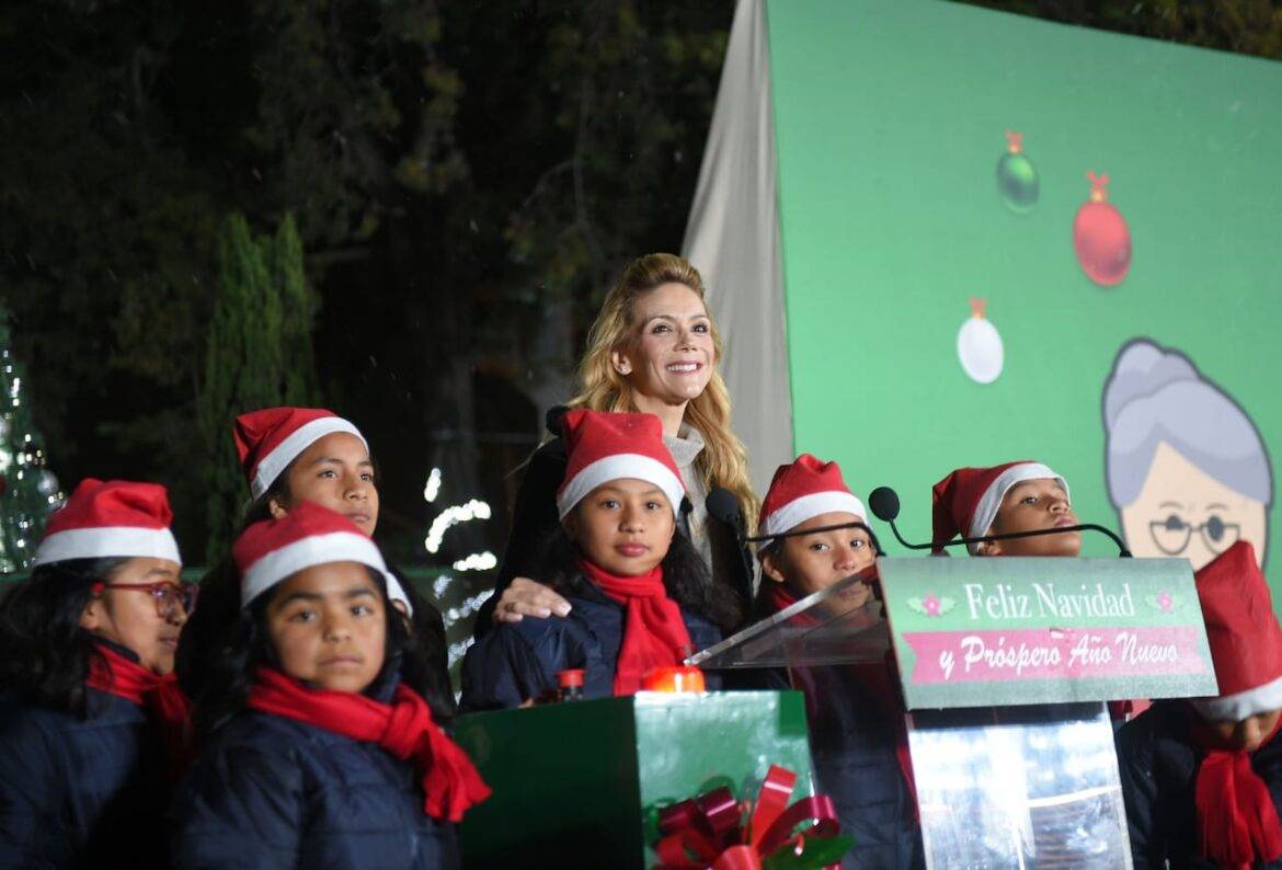 Enciende Fernanda Castillo de Del Mazo Árbol de Navidad de la Familia DIFEM