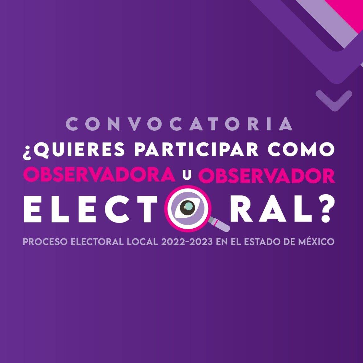 Abierta convocatoria para participar como observadora u observador electoral: IEEM
