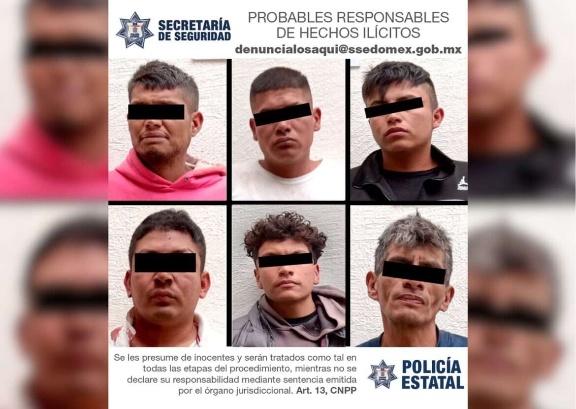 Policías estatales detienen a seis hombres por su posible participación en el delito de extorsión