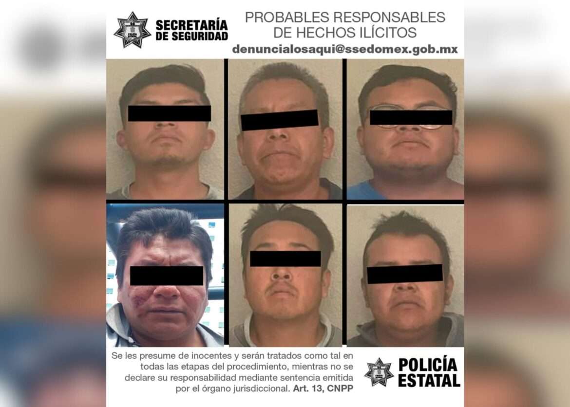 Detienen policías de la Secretaría de Seguridad a seis personas probables implicadas en los delitos de portación de arma prohibida y posible despojo de predio