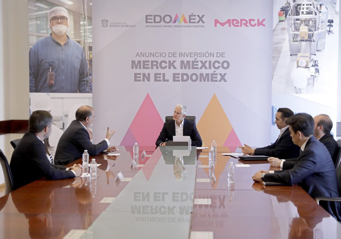 Anuncia Alfredo del Mazo Maza inversión de 20 millones de euros de la empresa Merck para la ampliación de su planta en Naucalpan