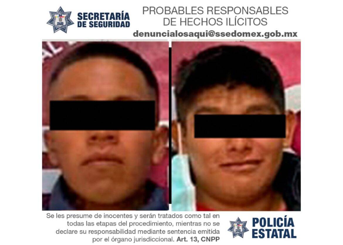 Detienen elementos de la Secretaría de Seguridad a dos sujetos probables implicados en el delito de robo con violencia a negocio