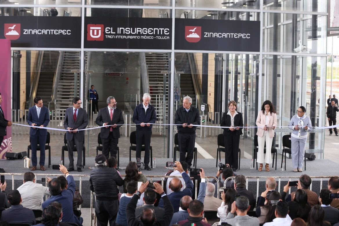 Inauguran Alfredo Del Mazo, el presidente Andrés Manuel López Obrador y la Gobernadora Electa del Edoméx, Delfina Gómez, la primera fase del tren interurbano Toluca-México «El Insurgente»